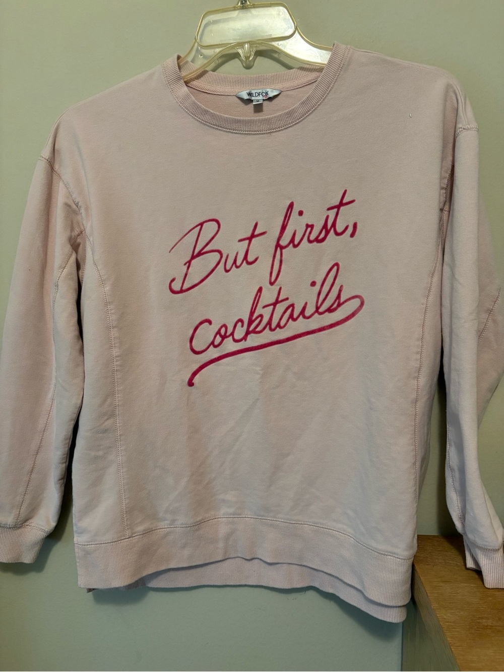 Wildfox Pink 'But First, Cocktails' Crewneck Sweatshirt